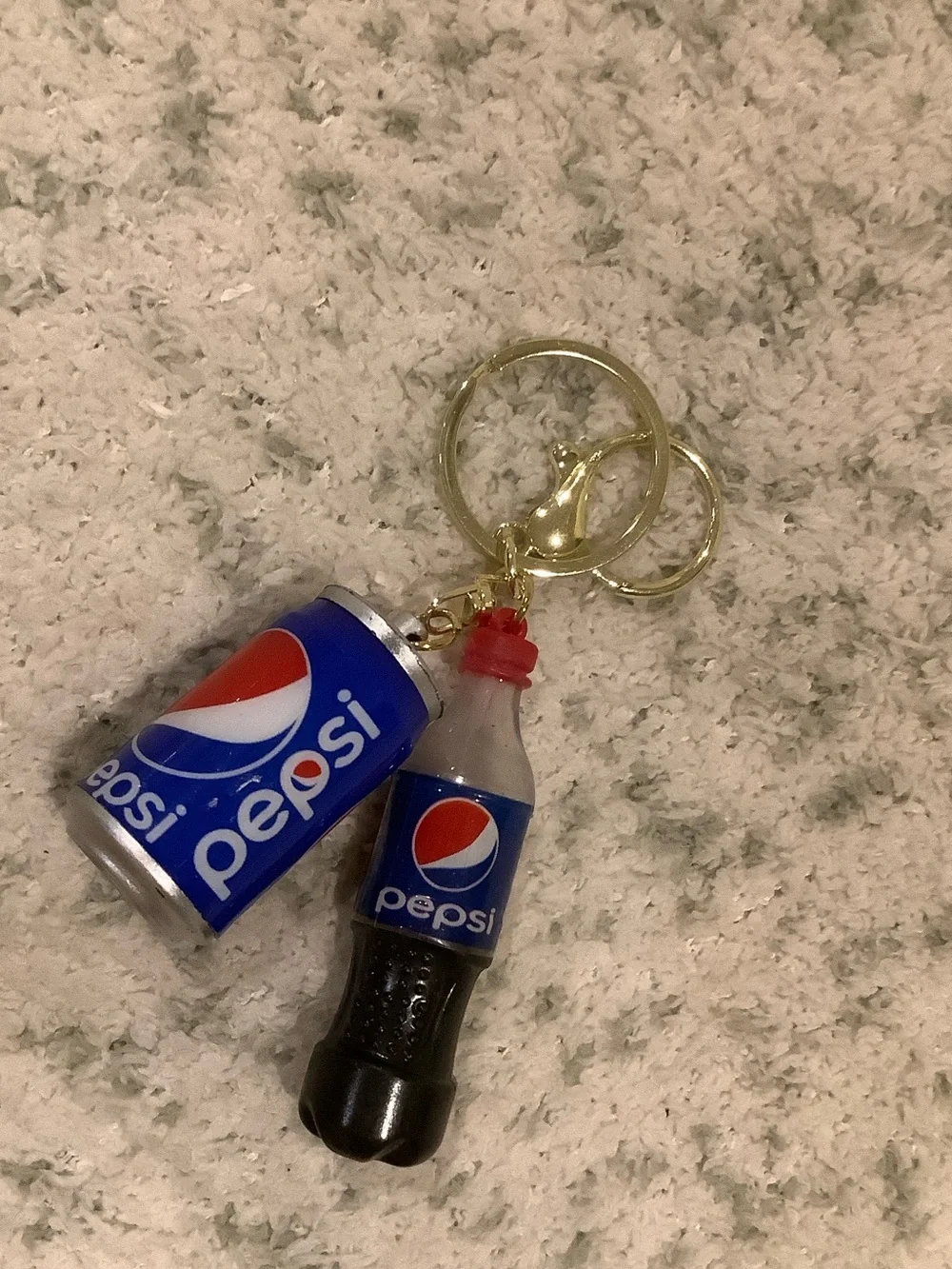 Miniature Pepsi Blue Can & Bottle Keychain Set NWT 4.5x2”